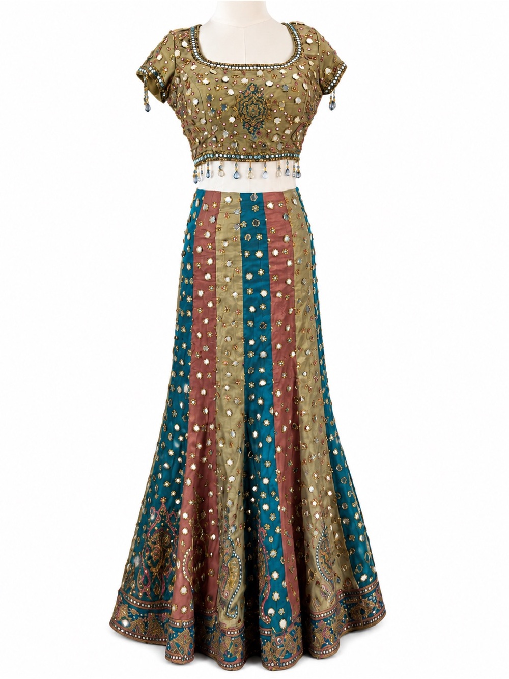 Raw Silk gold, Mermaid Lehenga Set | guest Wedding & Sangeet Wear | Size Small-